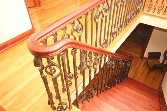 custom handrail with hardwood stairs
